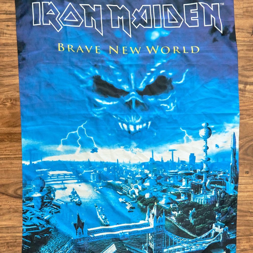 Vintage 2000 Iron Maiden Brave New World Cloth Poster Flag Banner, 42x30 in
